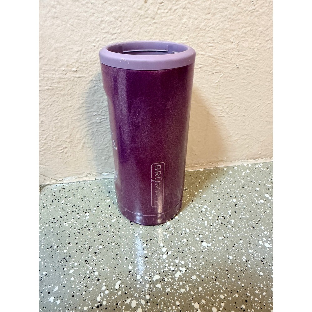 BruMate Hopsulator Slim 12oz Can Cooler Purple Sparkle Stainless Steel Insulated